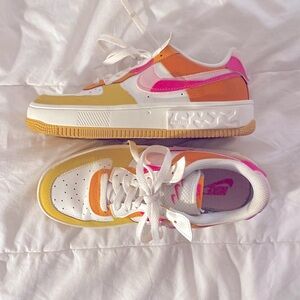 Nike Air Force One | pink/orange/yellow | size 7.5 US